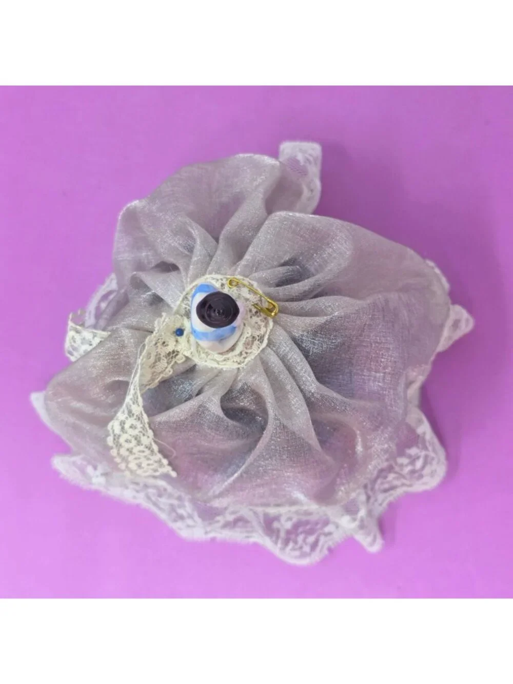 Antique Style Porcelain Half Doll Pin Cushion Lace Skirt Sewing Figurine